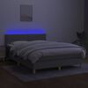 vidaXL Cama box spring c/ colch&atilde;o e LED 140x190 cm tecido cinza-claro