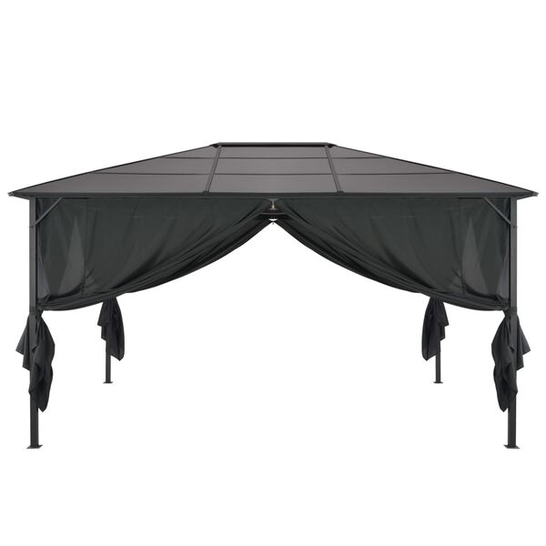 vidaXL Gazebo com cortinas alumínio 4x3x2,6 m preto