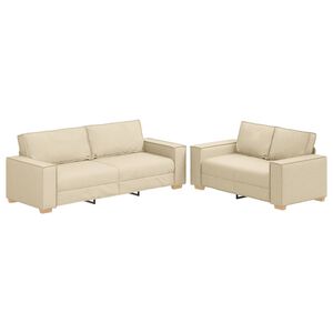 vidaXL Conjunto de sof&aacute; de 2 pe&ccedil;as com almofadas em tecido creme