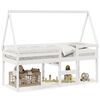 vidaXL Cama alta com telhado 90x200 cm pinho maci&ccedil;o branco