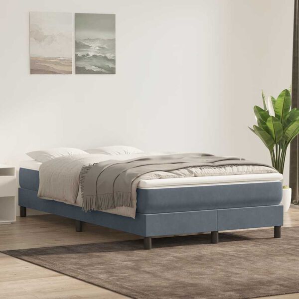 vidaXL Cama boxspring com colch&atilde;o 120x220 cm veludo cinzento-escuro