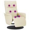 vidaXL Cadeira massagens reclin&aacute;vel c/apoio p&eacute;s couro artificial creme