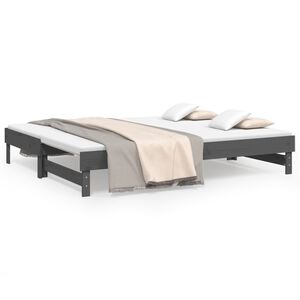 vidaXL Sof&aacute;-cama de puxar 2x(100x200) cm pinho maci&ccedil;o cinza