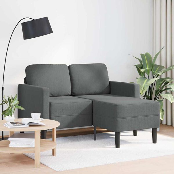 vidaXL Sofá de 2 lugares com chaise longue em forma de L cinza escuro 125 cm tecido