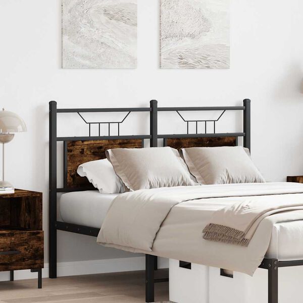 vidaXL Cabeceira de substitui&ccedil;&atilde;o 120 cm derivados madeira/a&ccedil;o carvalho fumado