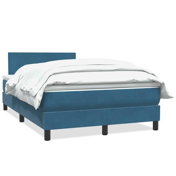 vidaXL Cama com molas/colch&atilde;o 120x210 cm veludo azul-escuro