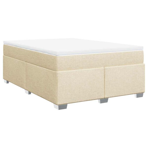 vidaXL Cama com molas/colch&atilde;o 140x190 cm tecido cor creme
