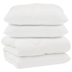 vidaXL Duvet com Travesseiros 3 pcs Branco Microfibra e Penas de Ganso