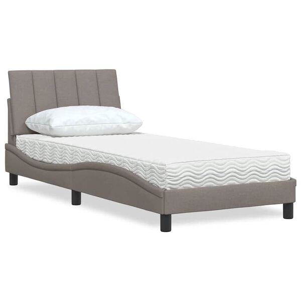 vidaXL Cama com colch&atilde;o Hanko 90x200 cm tecido cinzento-acastanhado