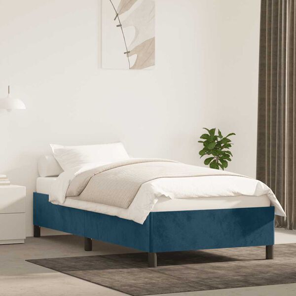 vidaXL Estrutura de cama sem colch&atilde;o 80x200 cm veludo azul-escuro