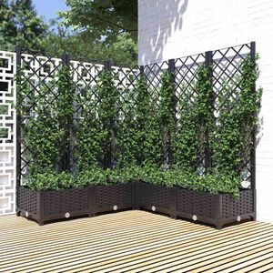 vidaXL Vaso/floreira jardim c/ treli&ccedil;a 120x120x121,5 cm PP preto