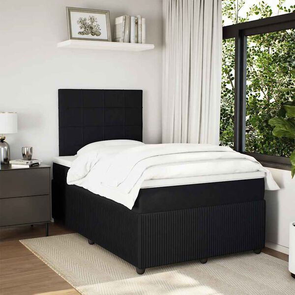 vidaXL Cama boxspring com colch&atilde;o 120x190 cm veludo preto