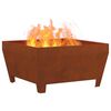 vidaXL Fire Pit Castanho 80 x 80 x 43 cm A&ccedil;o resistente &agrave;s intemp&eacute;ries