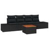 vidaXL Conjunto de Sof&aacute; de Jardim com almofada 5 pcs Preto vime PE