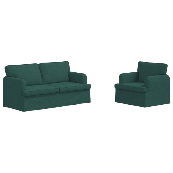 vidaXL Sof&aacute; 2 pcs Verde Escuro