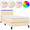 vidaXL Cama box spring c/ colch&atilde;o e LED 100x200 cm tecido cor creme