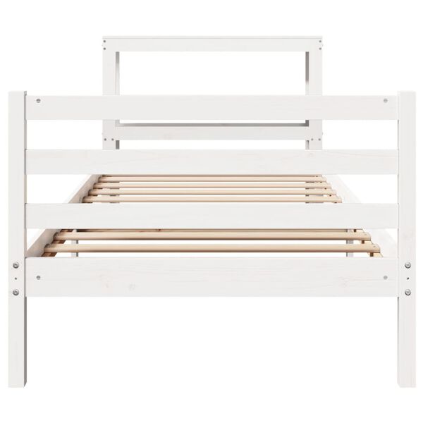 vidaXL Cama sem colch&atilde;o 90x190 cm madeira de pinho maci&ccedil;a branco