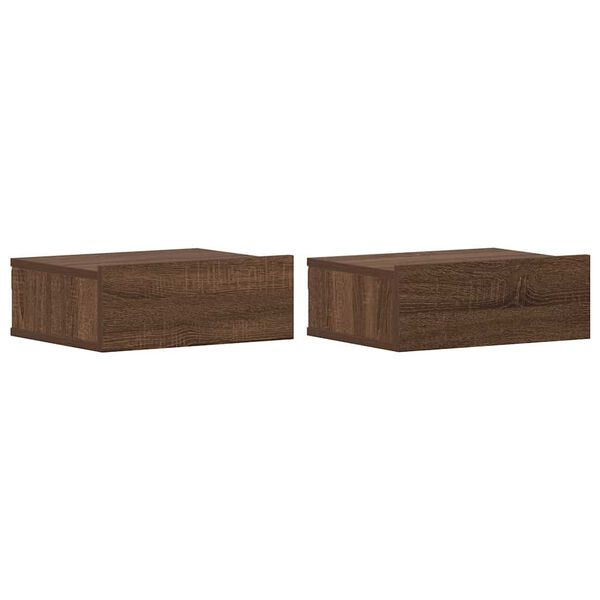 vidaXL Mesas cabeceira susp. 2pcs 40x30x15 cm cor carvalho castanho
