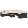 vidaXL 11 pcs conjunto sof&aacute;s de jardim c/ almofad&otilde;es vime PE preto