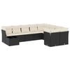 vidaXL 10 pcs conjunto sof&aacute;s de jardim c/ almofad&otilde;es vime PE preto