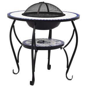 vidaXL Mesa braseira em mosaico 68 cm cer&acirc;mica azul e branco