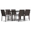 vidaXL 7 pcs conjunto de jantar p/ jardim c/ almofad&otilde;es vime PE e a&ccedil;o