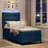 vidaXL Cama Box Spring LED com colch&atilde;o Azul 80 x 200 cm tecido