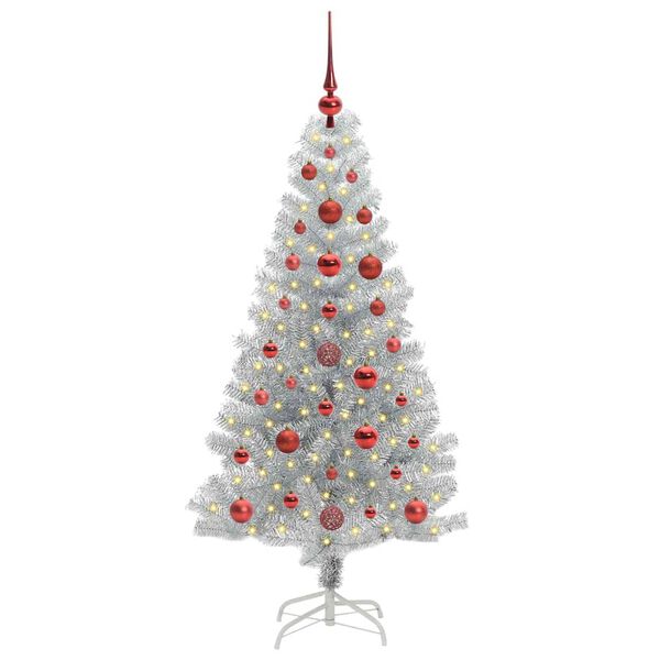 vidaXL &Aacute;rvore de Natal com 150 LEDs com suporte Prateado 120 cm PET