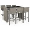 vidaXL 7 pcs conjunto de bar para jardim vime PE cinzento