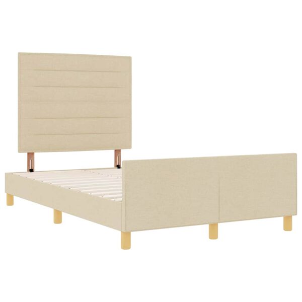 vidaXL Estrutura da Cama com cabeceira Creme 120 x 190 cm tecido