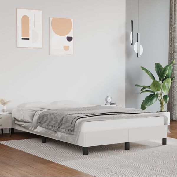vidaXL Estrutura de cama sem colch&atilde;o 120x190cm couro do falso branco
