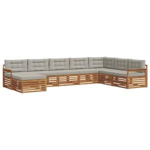 vidaXL Conjunto de Sof&aacute;s para Exterior 8 pcs Cinza Natural e Claro