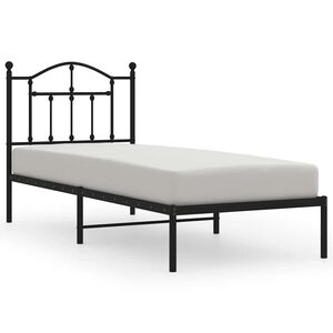 vidaXL Estrutura de cama com cabeceira 90x190 cm metal preto