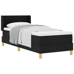 vidaXL Cama Box com colch&atilde;o com cabeceira Preto 200 x 80 cm Poli&eacute;ster