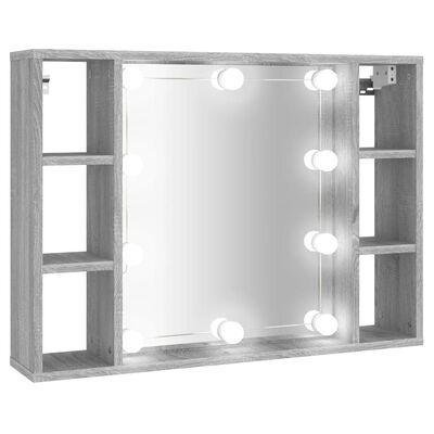 vidaXL Armário espelhado com LED 76x15x55 cm sonoma cinza