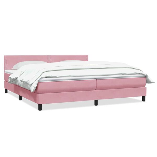 vidaXL Cama com molas/colch&atilde;o rosa 180x220 cm veludo