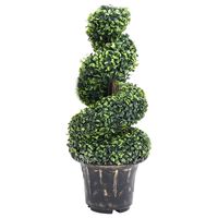 vidaXL Planta artificial buxo em espiral com vaso 89 cm verde