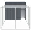 vidaXL Casota p/ c&atilde;es c/ parque 214x457x181 cm a&ccedil;o galvaniz. antracite