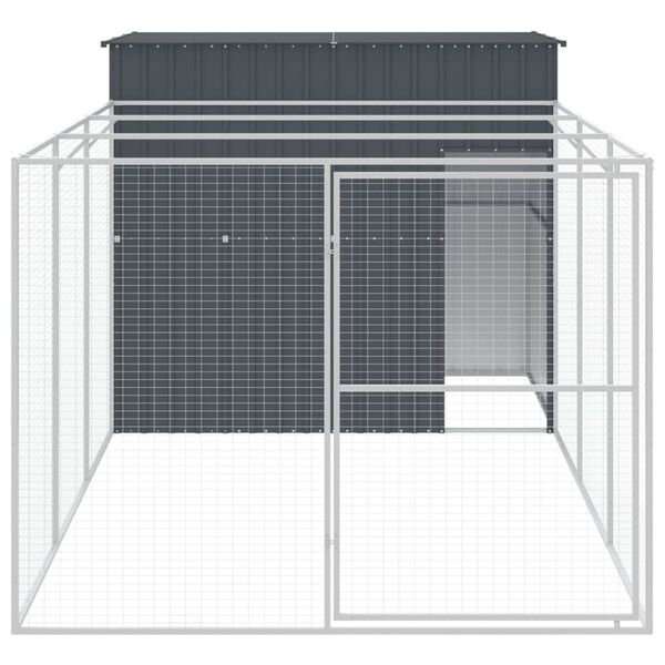 vidaXL Casota p/ c&atilde;es c/ parque 214x457x181 cm a&ccedil;o galvaniz. antracite