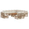 vidaXL Conjunto de Sof&aacute; de Jardim 14 unid. Natural e Branco Creme