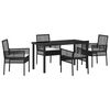 vidaXL Conjunto de Jantar para Jardim com almofada 5 pcs Preto vime PE