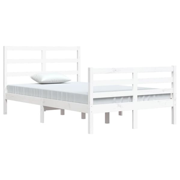 vidaXL Estrutura de cama 120x200 cm pinho maciço branco