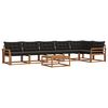 vidaXL Conjunto de Sof&aacute;s para Exterior 7 pcs Natural e Preto