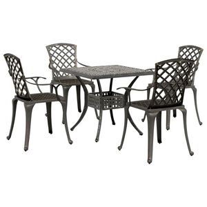 vidaXL 5 pcs conjunto de jantar para jardim alum&iacute;nio fundido bronze
