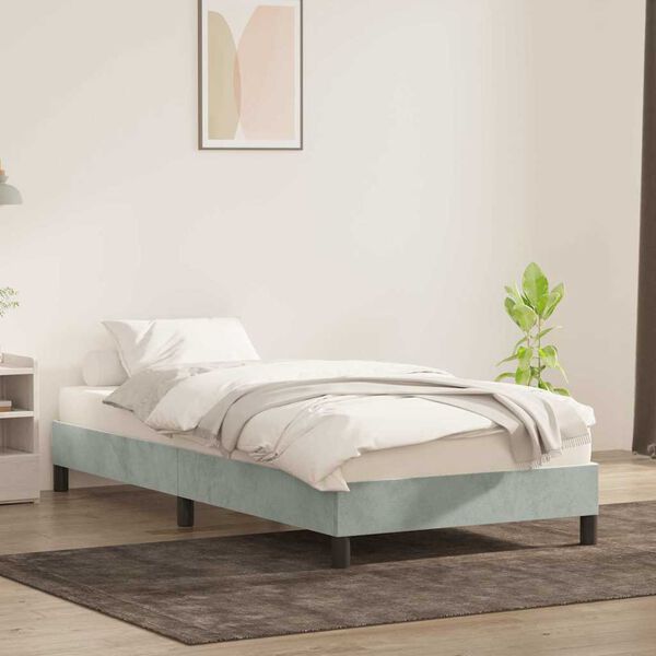 vidaXL Estrutura de cama sem colch&atilde;o 90x210 cm veludo cinzento-claro