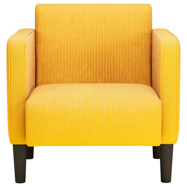 vidaXL Poltrona com apoio de bra&ccedil;os 54cm tecido corduroy amarelo-claro