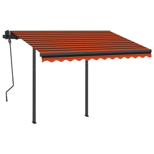 vidaXL Toldo retr&aacute;til manual com LED 3,5x2,5 m laranja e castanho