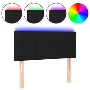 vidaXL Cabeceira de cama c/ luzes LED tecido 80x5x78/88 cm preto