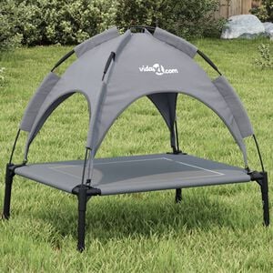 vidaXL Cama para c&atilde;es com toldo tecido oxford e a&ccedil;o antracite