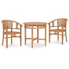 vidaXL 3 pcs conjunto de jantar p/ jardim madeira de teca maci&ccedil;a